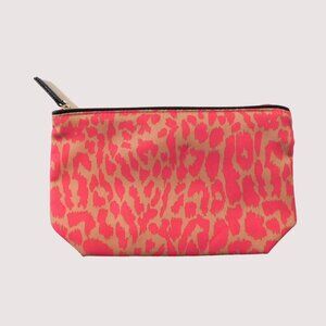 Estee Lauder Animal Print Cosmetic Bag Womens Pink Tan Travel Zip Closure